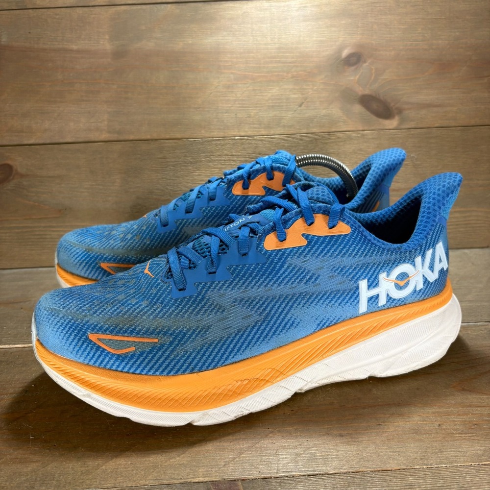 Hoka Clifton 9 Mens size 10 shoes Blue Mesh Lace Up Cushioned Running sneakers